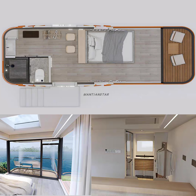 Large Space Capsule House 2 Bedroom with Kitchen and Balcony Prefabricated Mobile Luxury Villa Home