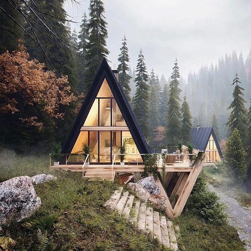 Luxury Triangle Light Steel Frame Tiny Home A-Frame House For Living Villa Homes Airbnb Casa Prefabricada