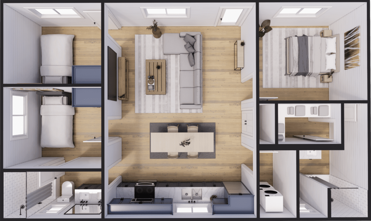 Three bedroom floor plan