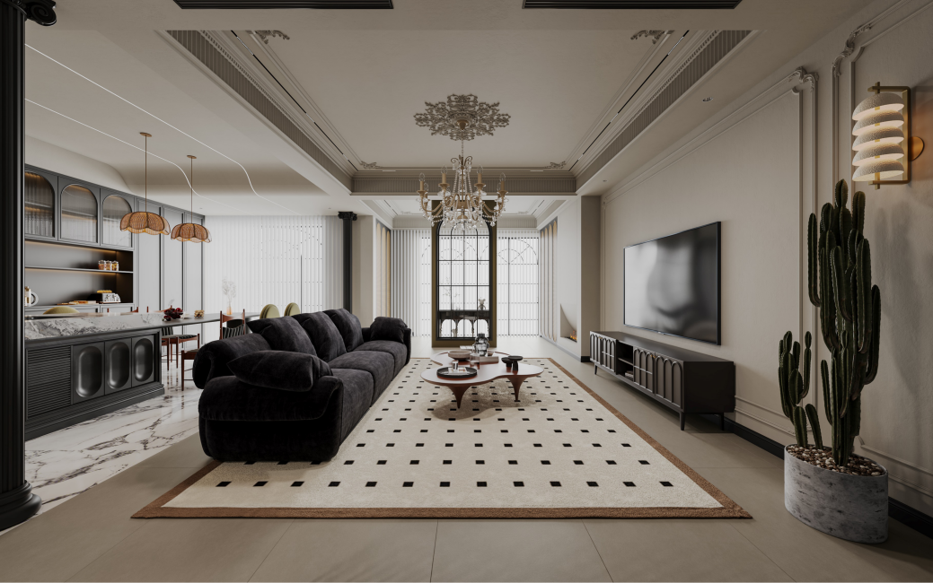 Light Luxury Design Projects Postmodern Eco-friendly Villa Residential 3D Interior Design Service Interior Design