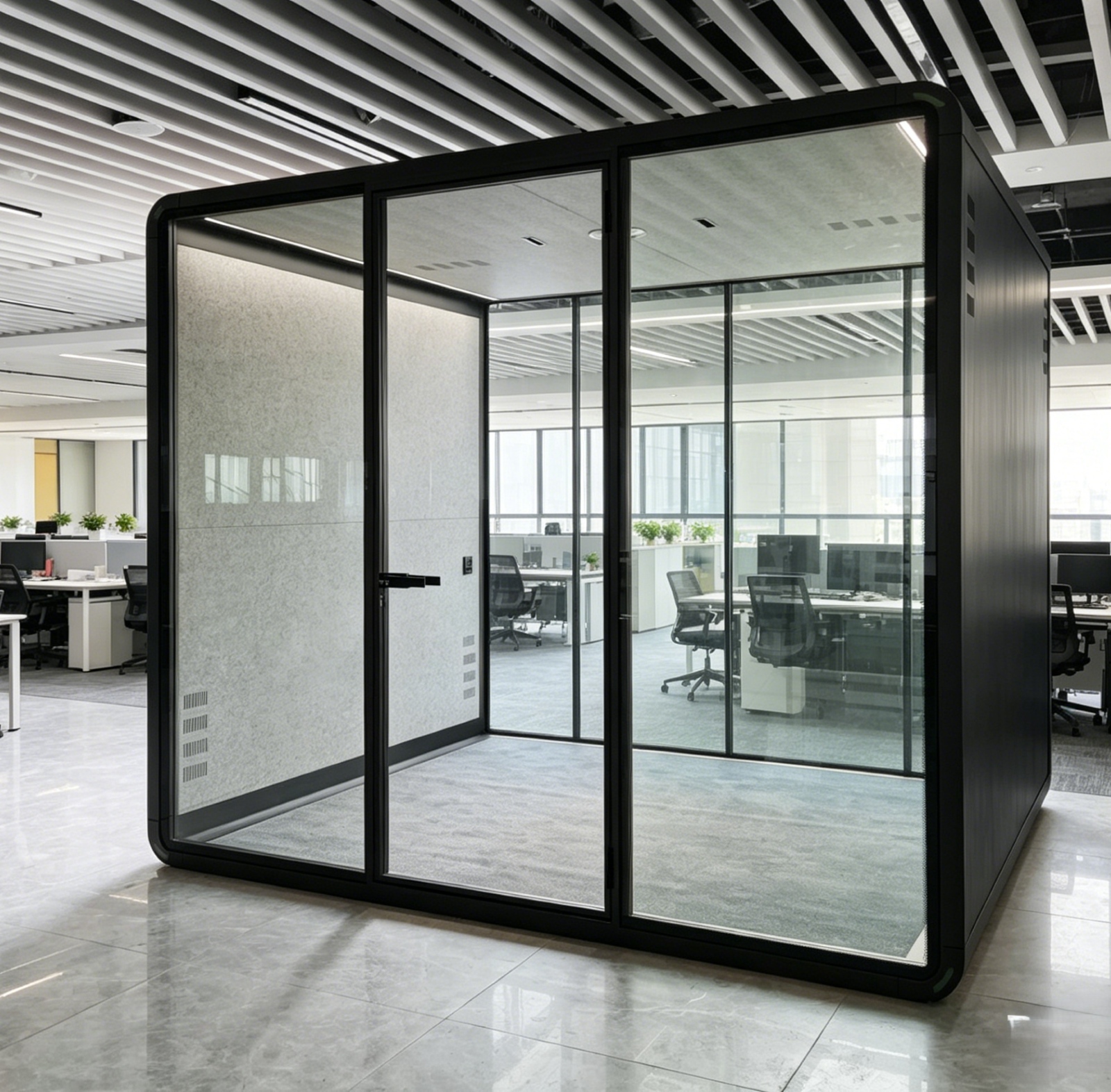 Soundproof Sleeping Pod, Solid Wall &amp; Glass Office Partition With Roof Prefabricated House For Office KTV Bar Hotel Resthome
