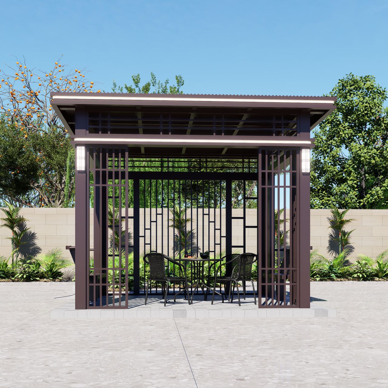 Factory-Customized New Chinese-Style Aluminum Alloy Gazebo Courtyards Outdoor Gardens Waterproof Windproof Corrosion-Resistant
