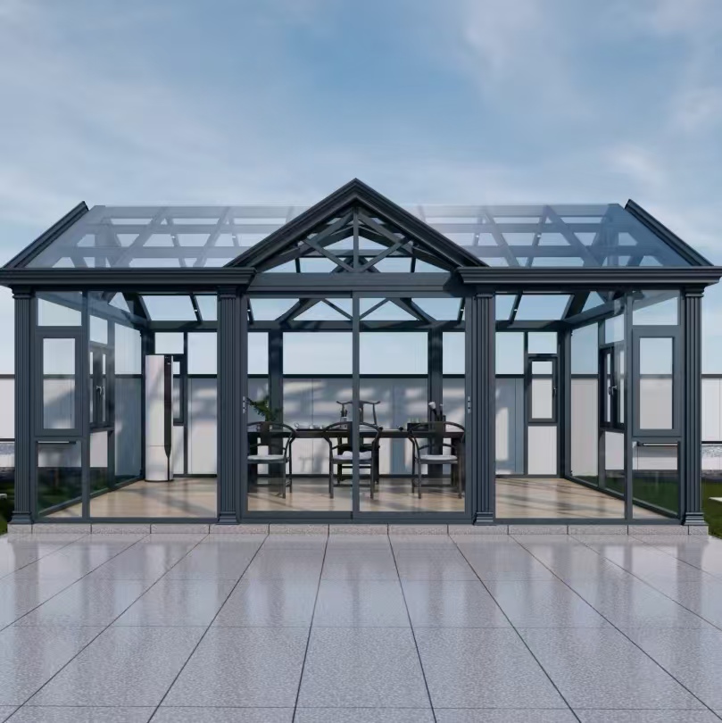 Customized High Quality Modern Winter Garden Laminated Tempered Glass Easy Install Free Standing Housed Gable Sunroom