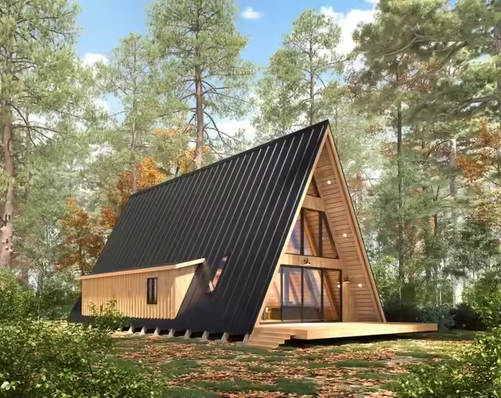 Prefab Modular Luxury Steel Frame Contemporary Straight Villa Cabin Living Room Bedroom Mountain Resort Eco-Friendly Light House