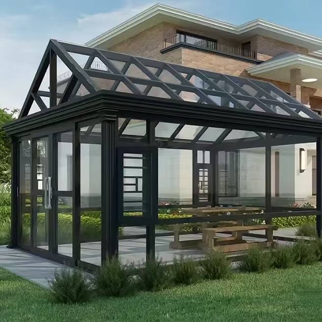 Customized High Quality Modern Winter Garden Laminated Tempered Glass Easy Install Free Standing Housed Gable Sunroom