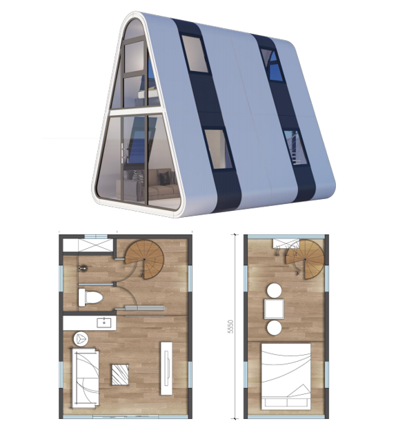 Luxury A-Frame Low-rise Villa Heat-insulated Modular Home Prefab Tiny Triangle House for Apartment Prefab Cottage