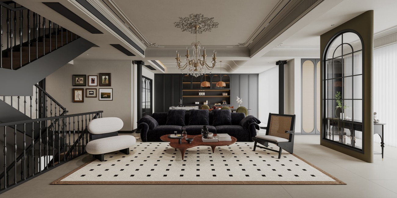 Light Luxury Design Projects Postmodern Eco-friendly Villa Residential 3D Interior Design Service Interior Design