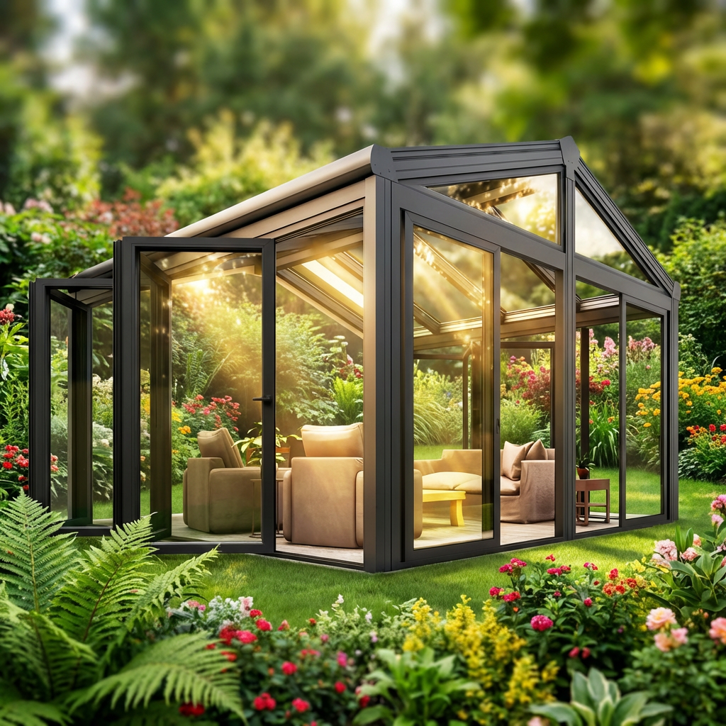 Customized Aluminum Sunroom Glass House Four Season Solarium Insulated Patio Backyard Prefab Winter Garden Room