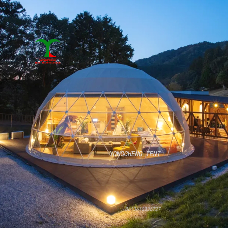 Dome Tent Outdoor House With Bathroom Winter Geodesic Complet Glamping Tents for Sale