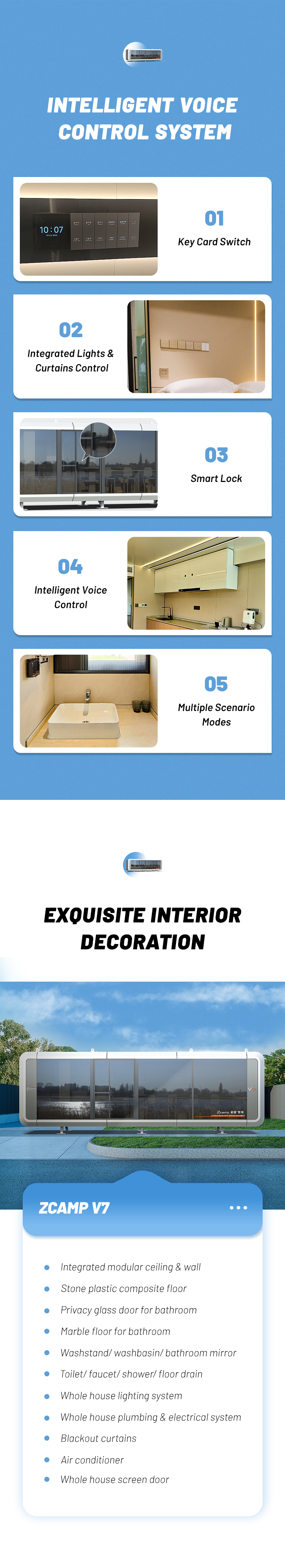 Alpicool V7 Smart House Mobile Living Homes Outdoor Fashionable Glass Houses Modular Capsule Home Luxury Prefab Home