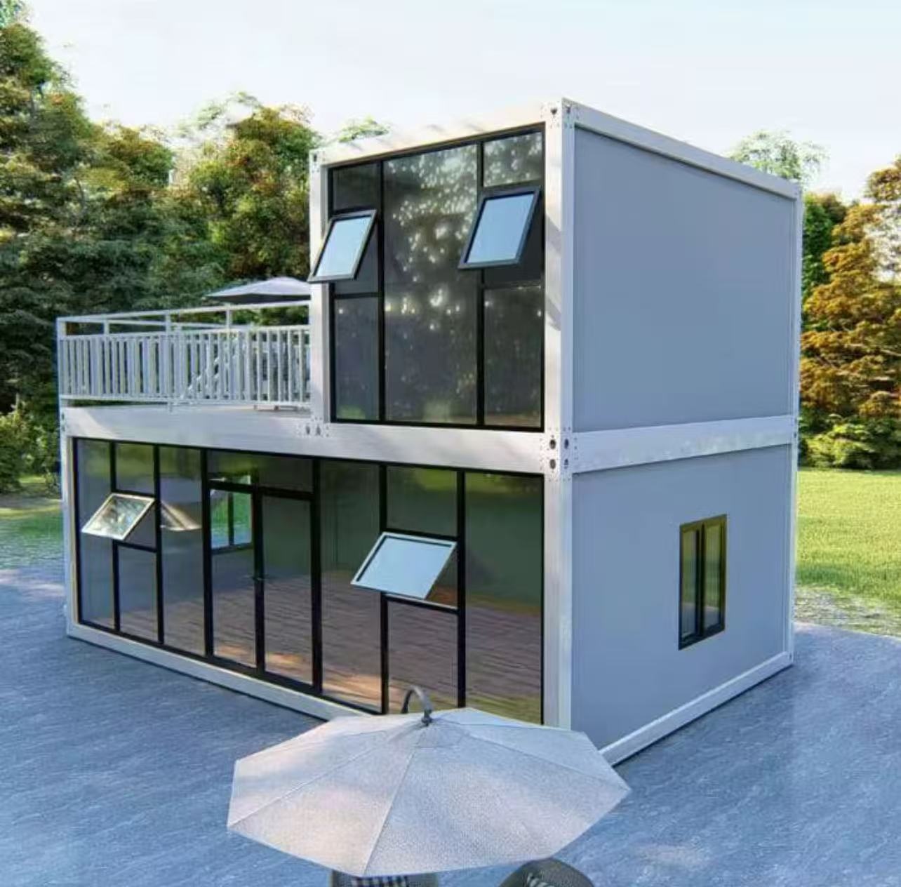 Container Houses 3 Rooms Sound Proof Light Weight Durable for Mountain Cabin Countryside Retreat