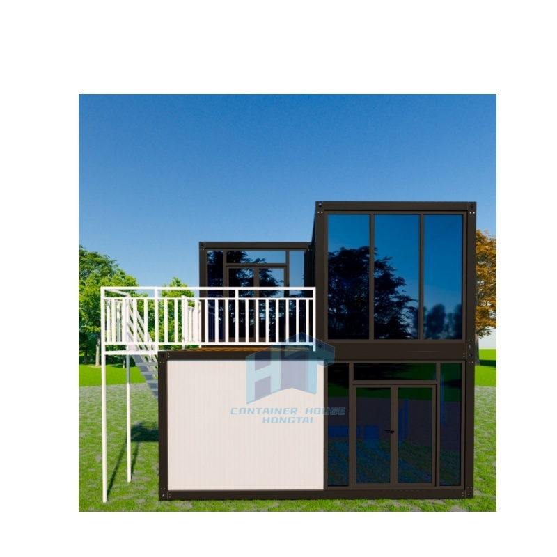 CE Marked Modular Prefab House White Container Home with Outdoor Stairs for Coastal Resorts &amp; Mountain Cabins Made of Steel
