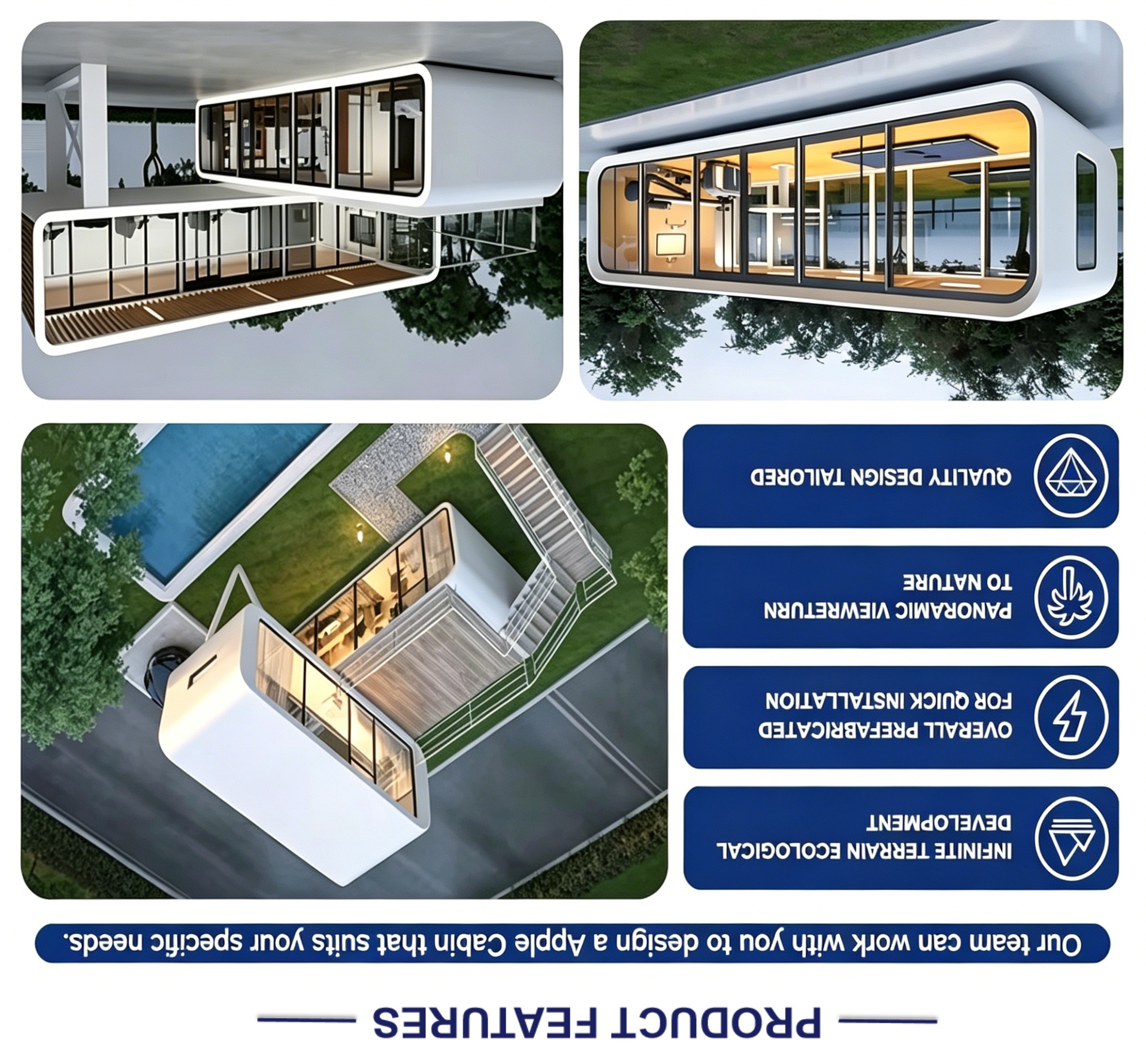 Low Price Luxury Customized Modular Design Outdoor Hotel Prefab House Comfortable Living and Working Movable Apple Cabin