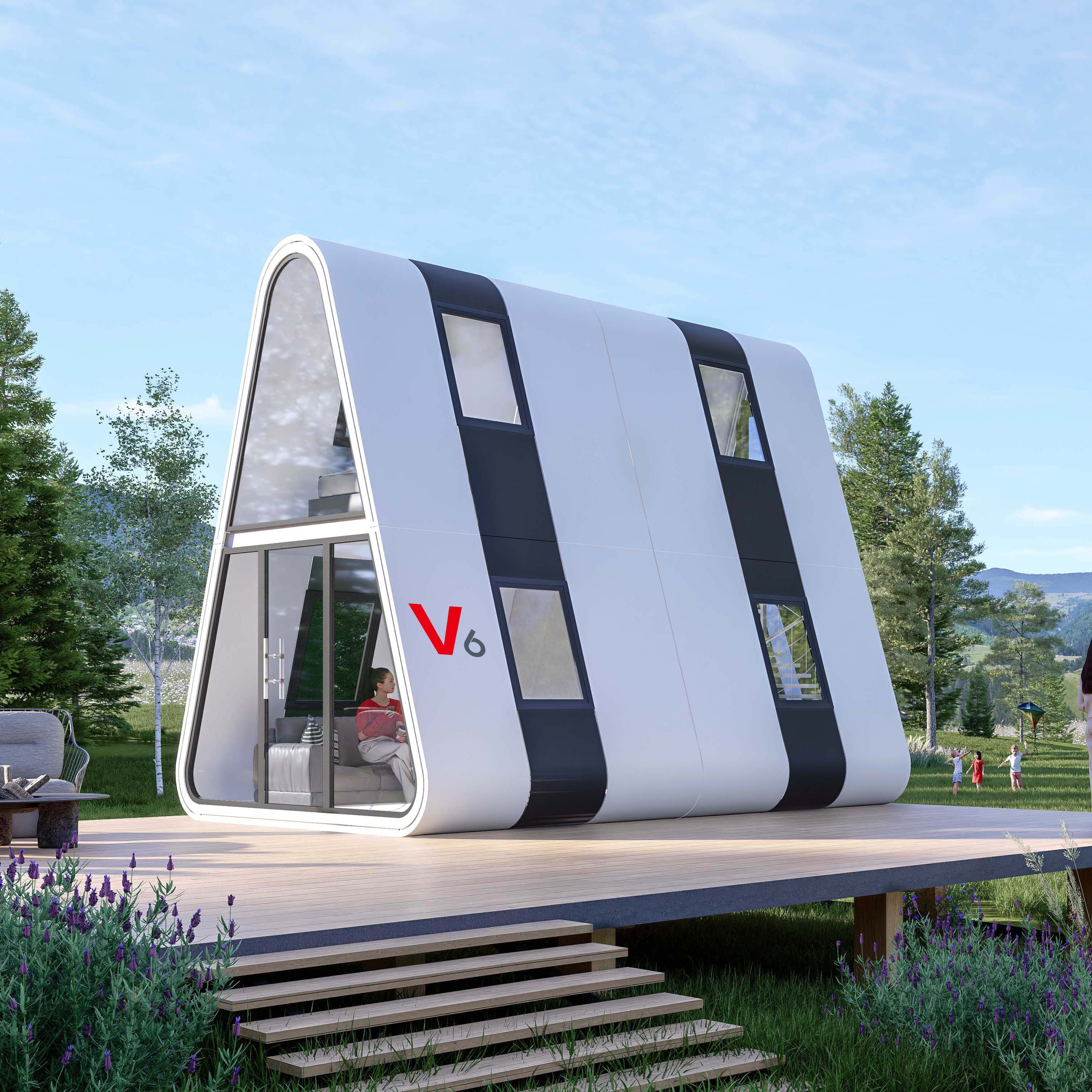 Luxury A-Frame Low-rise Villa Heat-insulated Modular Home Prefab Tiny Triangle House for Apartment Prefab Cottage