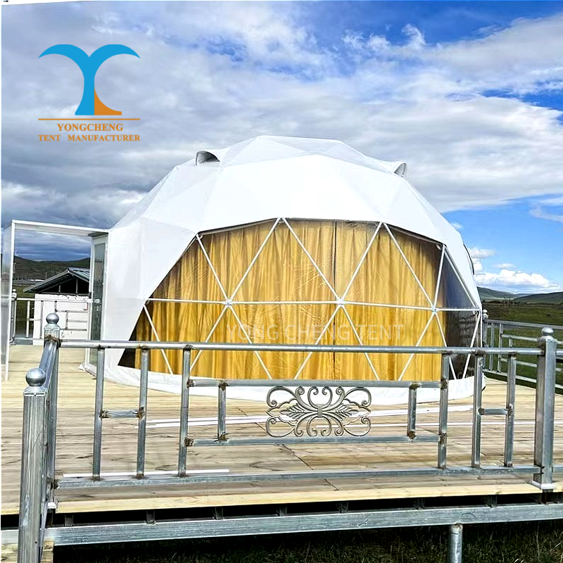 Outdoor Modern Luxury Four-Season Waterproof Glamping Tent with Geodesic Dome Structure and PVC Fabric for Resort Use