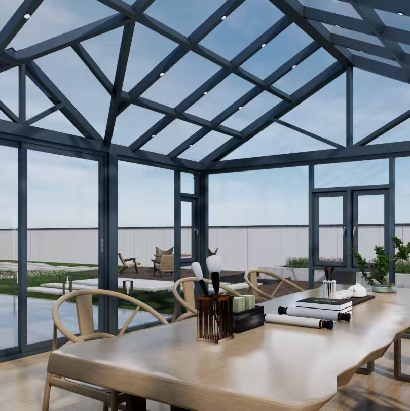 Customized High Quality Modern Winter Garden Laminated Tempered Glass Easy Install Free Standing Housed Gable Sunroom