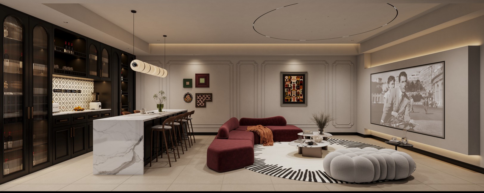 Light Luxury Design Projects Postmodern Eco-friendly Villa Residential 3D Interior Design Service Interior Design