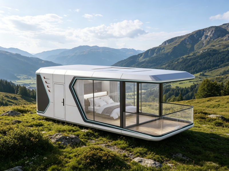 Off-Grid Glamping Space Capsule House, Equipped with Solar Power System &amp; Smart Home Control