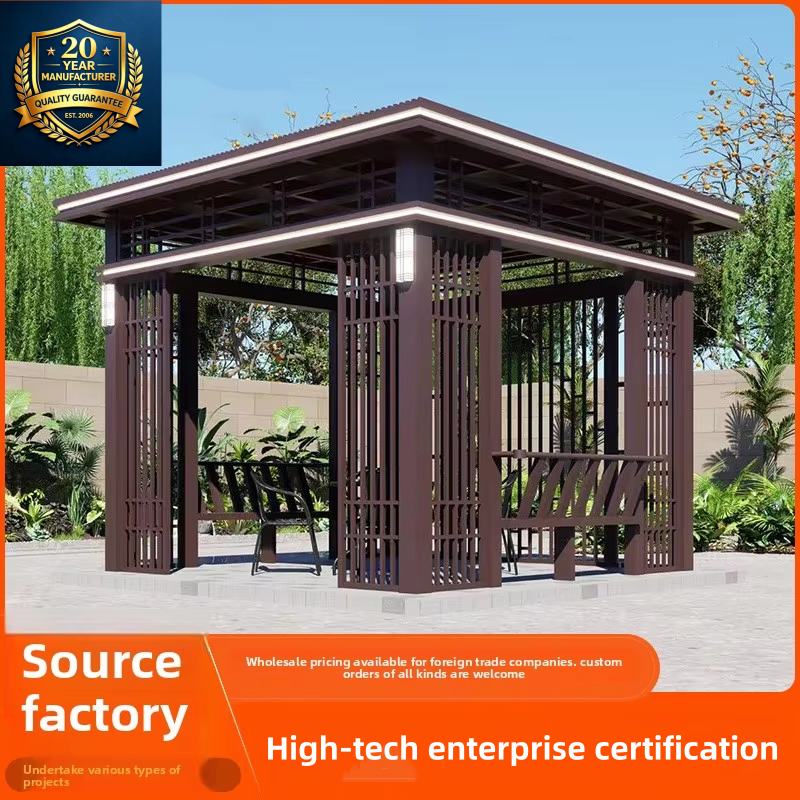 Factory-Customized New Chinese-Style Aluminum Alloy Gazebo Courtyards Outdoor Gardens Waterproof Windproof Corrosion-Resistant