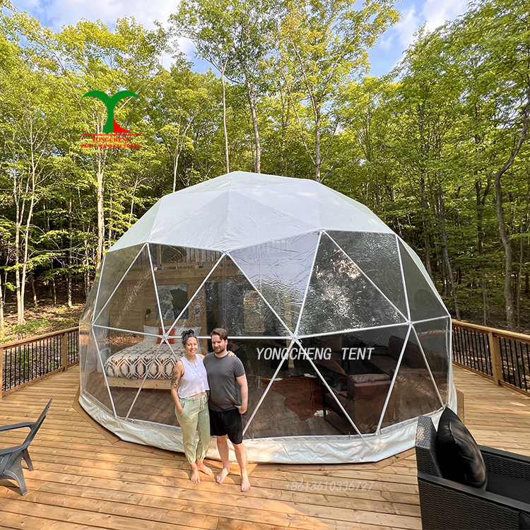 Dome Tent Outdoor House With Bathroom Winter Geodesic Complet Glamping Tents for Sale