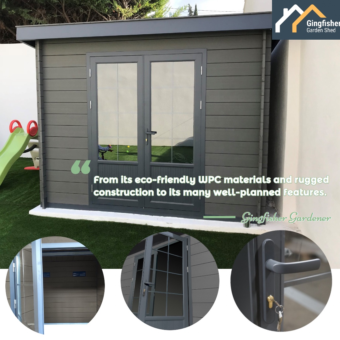 Eco-Friendly Luxury Garden Studios Shed DIY Easy-to-Assemble Home Office Gym Outdoor Room with Metal Frame for Storage
