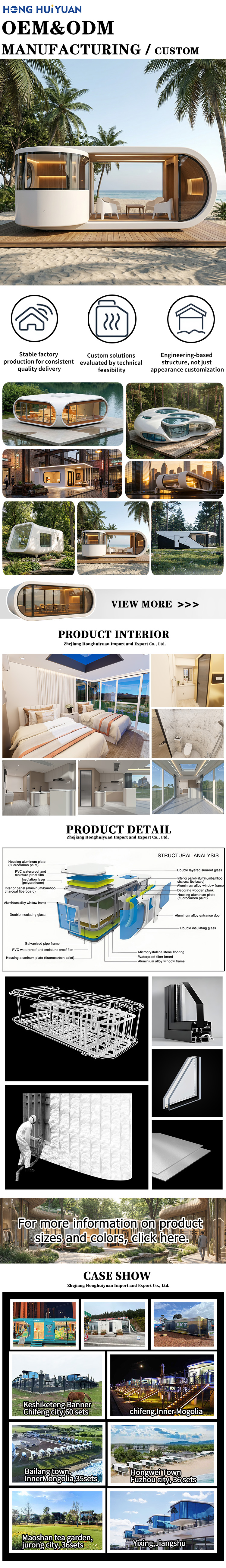 High-End Aluminum Prefab Eco-Friendly Durable Modern Capsule House Modular Cabin