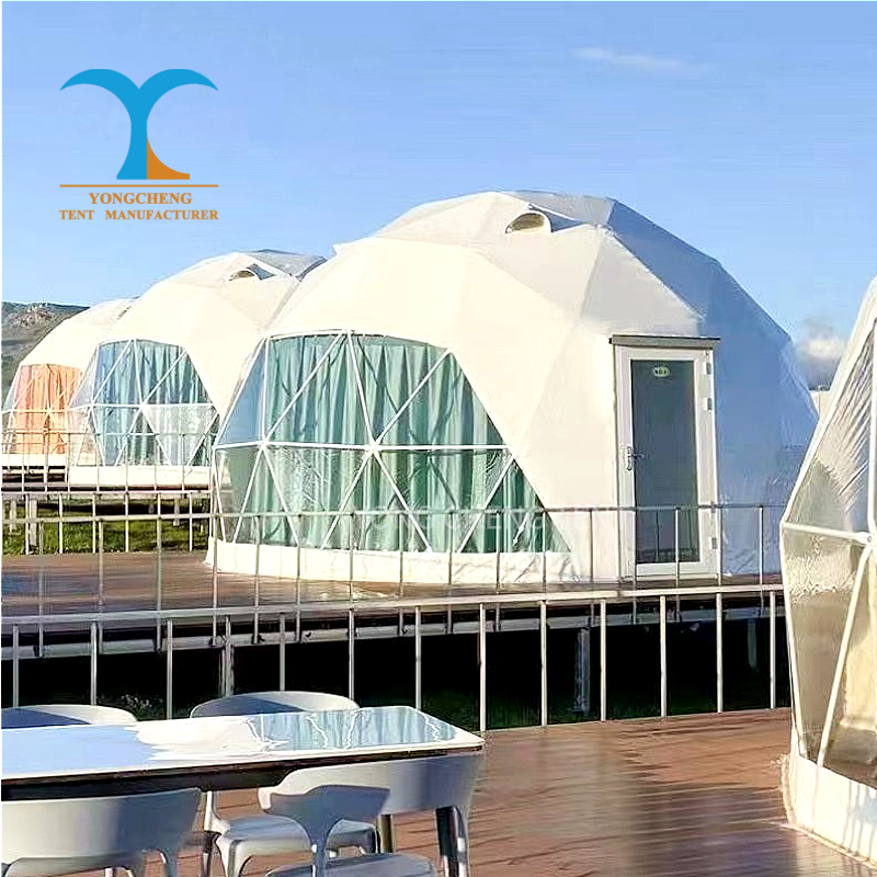 Outdoor Modern Luxury Four-Season Waterproof Glamping Tent with Geodesic Dome Structure and PVC Fabric for Resort Use