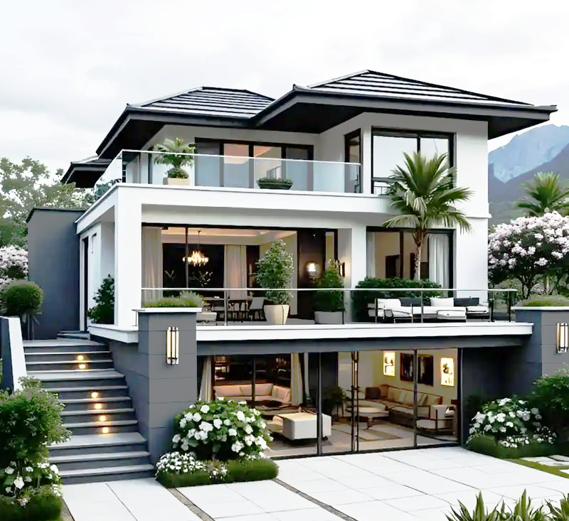 Modern Luxury Modular Prefabricated Villa Three-Floor 3 Bedroom 1 Kitchen Light Steel Structure Contemporary Modular House