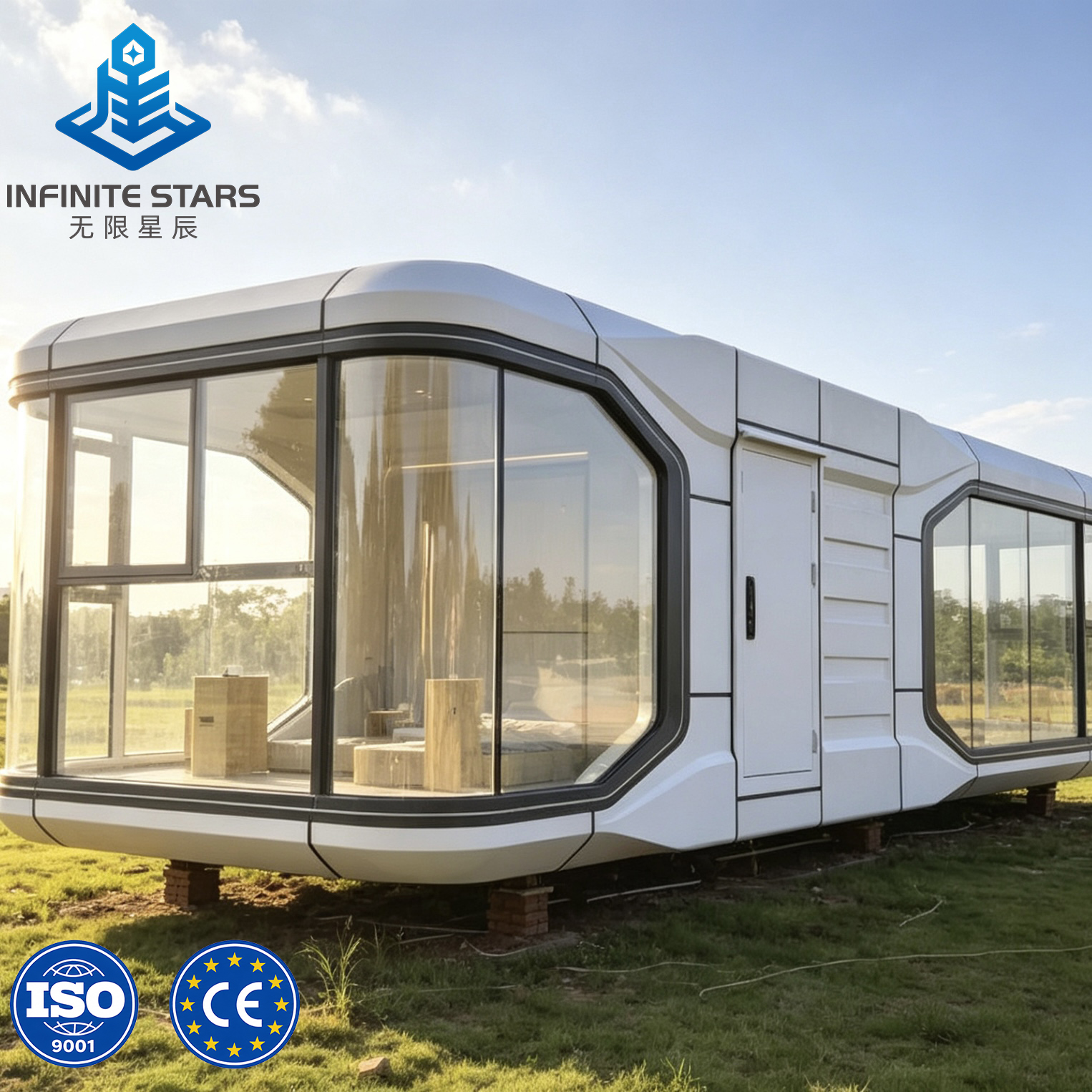 INFINITE STARS 4-Person Space Capsule Container House With Smart Voice System And Electric Floor Heating For Hotels &amp; Villas