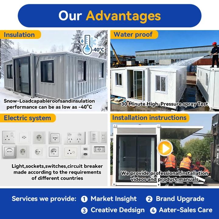 Granny Flat 20Ft 40 Ft Expandable Container Folding House Prefab Villa Shipping Prefabricated Mobile Home 2 3 Bedroom