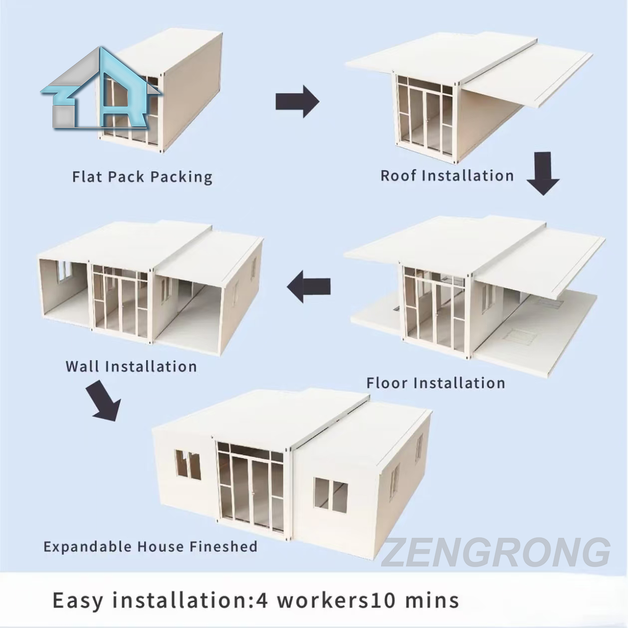 High-end 20-foot Expandable Prefab House 0-2 Bedrooms, Luxury Villa, Beach Hotel Resort, Panoramic Window Supports Customization