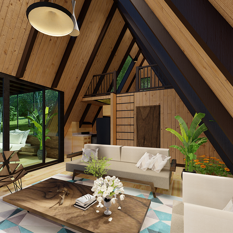 Luxury Villa Prefabricated House with Triangle Roof for Beachfront Property