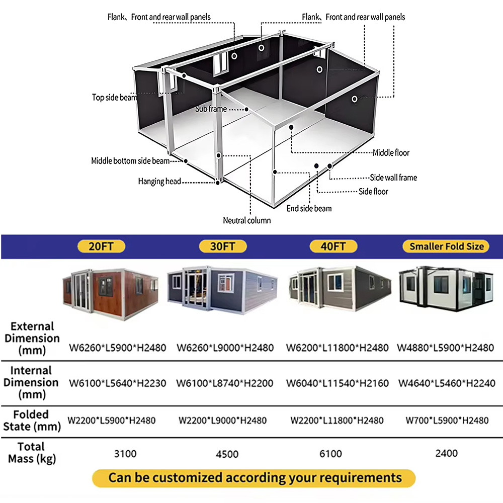 40ft Expandable Container House Off Grid Solar Energy System Glamping Resort Hotel Luxury Prefabricated Villa CE Ready
