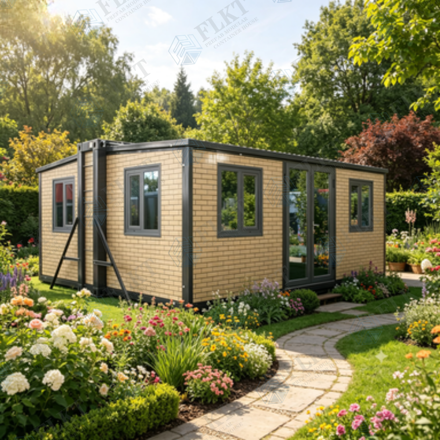 FLKT Soundproof Backyard Office Pod Mobile Studio Prefabricated Luxury 20ft Expandable Container House Garden Shed