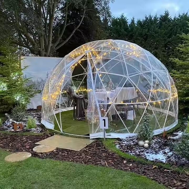 Custom Luxury Outdoor Pvc Clear Garden Igloo Glamping Hotel Geodesic Dome Tent For Sale