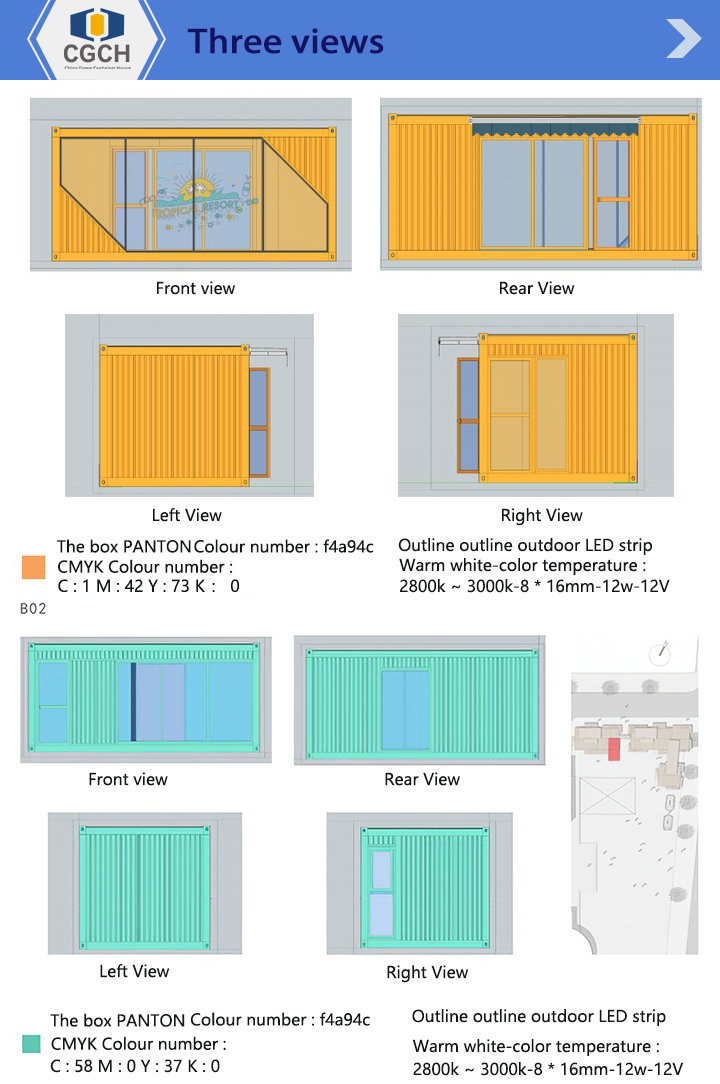 Prefab Detachable Container House Technical Drawing