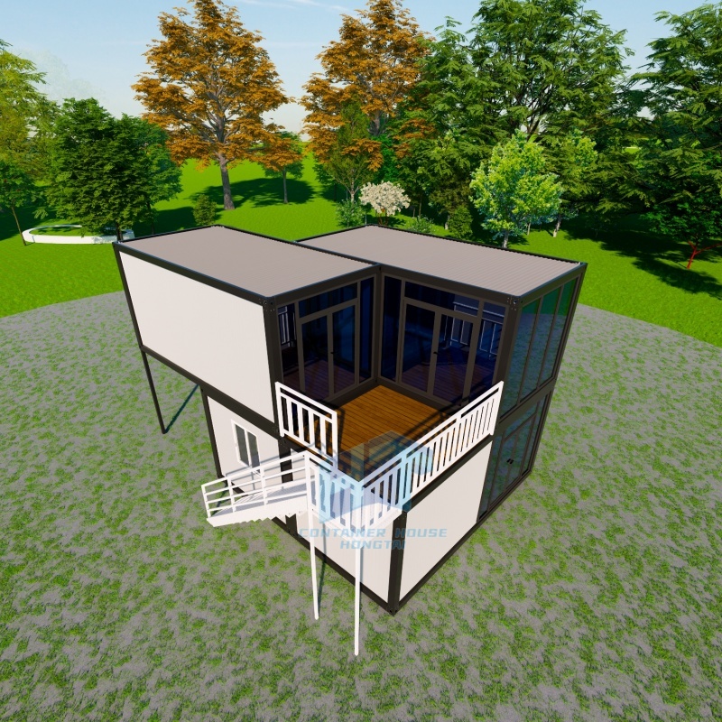 CE Marked Modular Prefab House White Container Home with Outdoor Stairs for Coastal Resorts &amp; Mountain Cabins Made of Steel