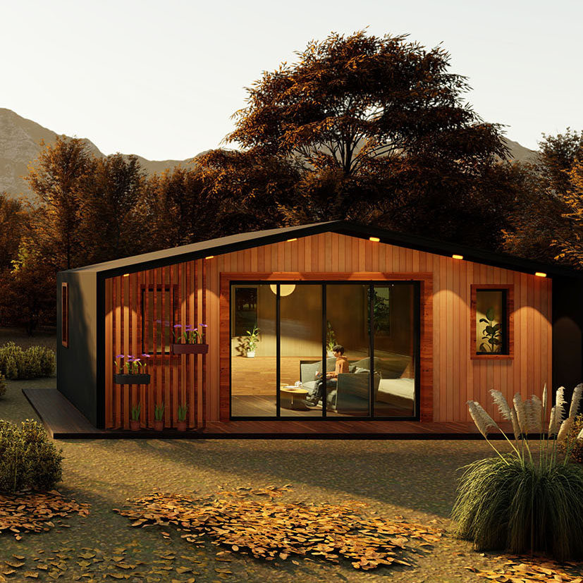 Quacent Custom Luxury Prefab Wooden Durable Tiny House Garden Office &amp; Living Space Prefabricated Villa Cabin Quick Assembly