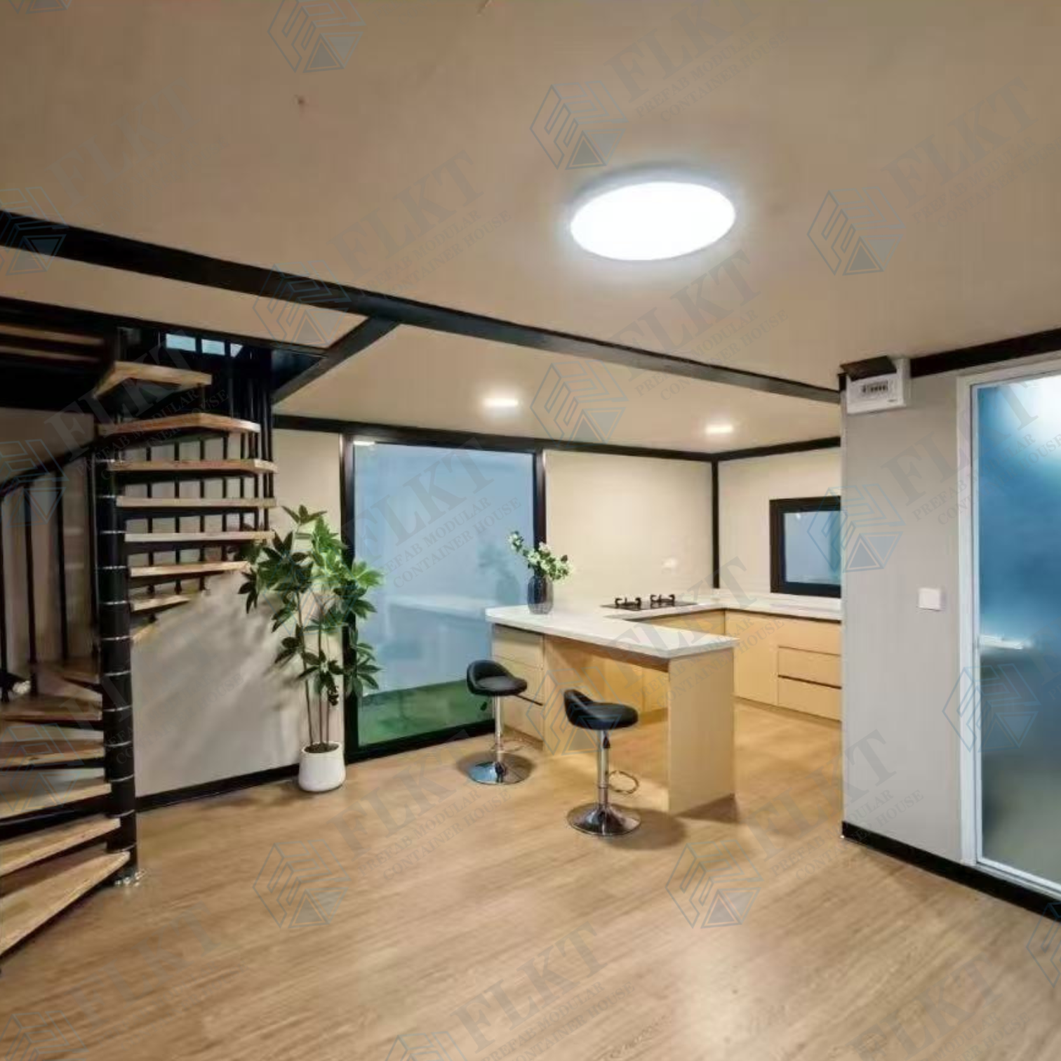 FLKT Soundproof Backyard Office Pod Mobile Studio Prefabricated Luxury 20ft Expandable Container House Garden Shed