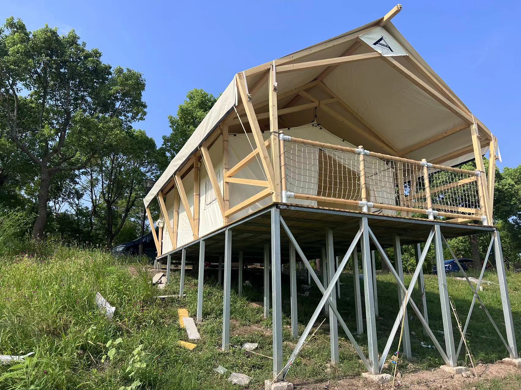 BOTEEN A-Frame Safari Villa 5x9x4m Architectural Fabric Lodge 45㎡ Heavy Duty Glamping House For Eco Resort Project