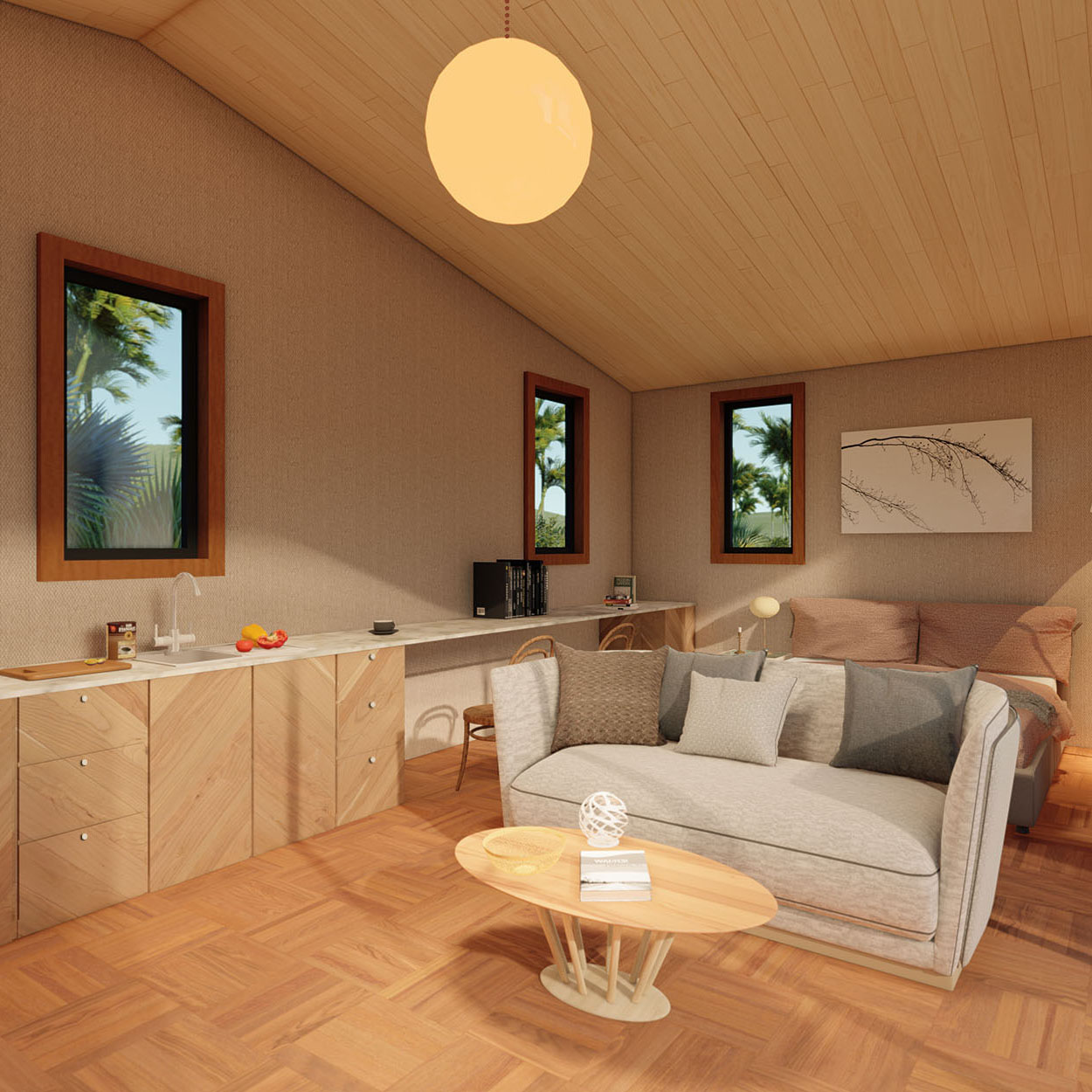 Quacent Custom Luxury Prefab Wooden Durable Tiny House Garden Office &amp; Living Space Prefabricated Villa Cabin Quick Assembly