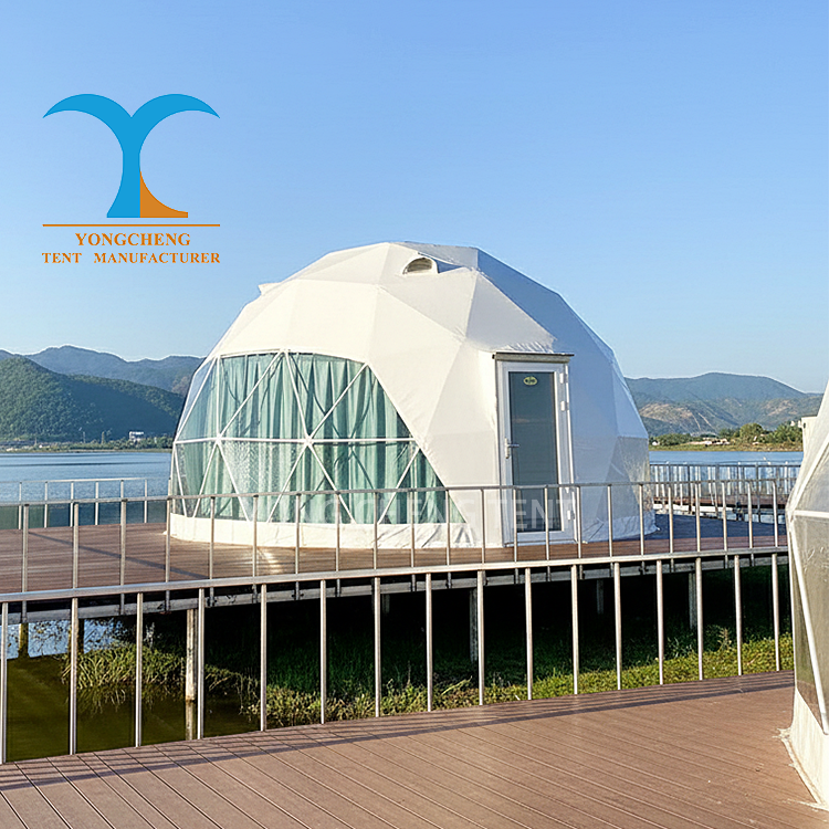 Outdoor Modern Luxury Four-Season Waterproof Glamping Tent with Geodesic Dome Structure and PVC Fabric for Resort Use