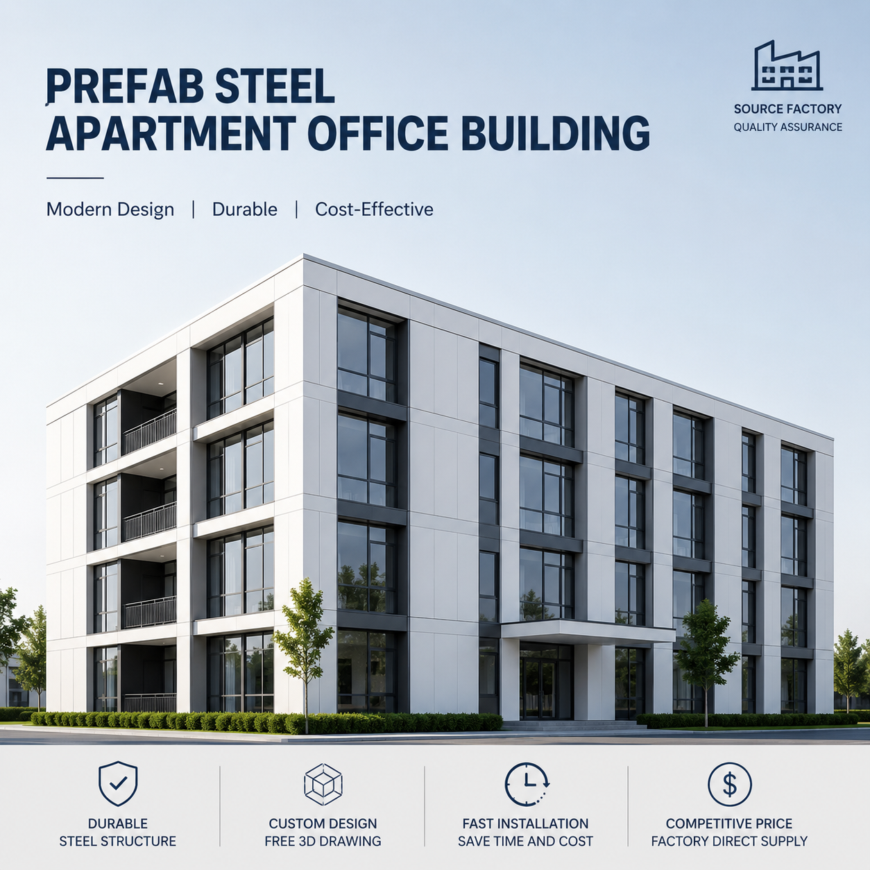 Prefab Apartment Building Modern Steel Structure With Customized Design And Fast Installation