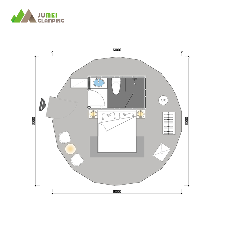 JUMEI Outdoor Camping Prefab Waterproof Glamping Geodesic Dome House Luxury Tent For Resort
