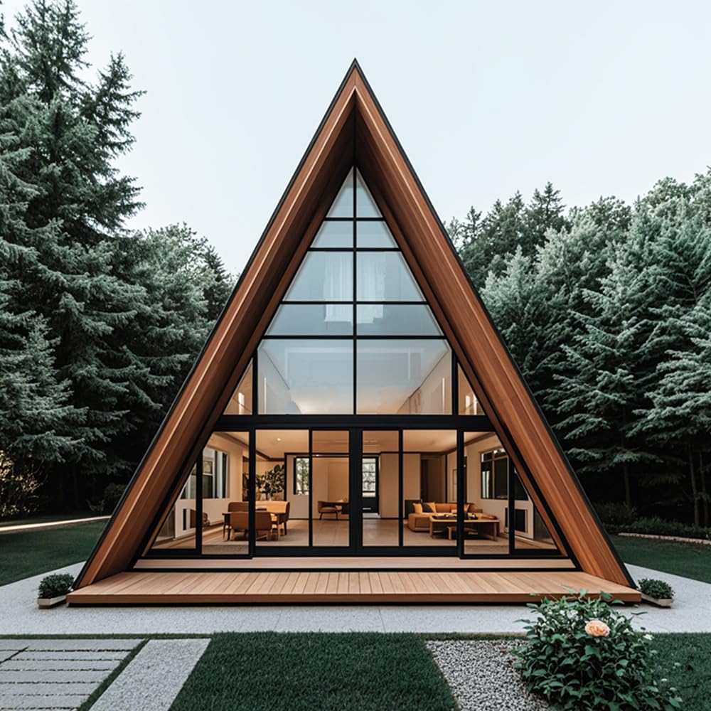 Prefab Luxury A-Frame Triangular Villas Fast Install Modular Prefabricated Container House With Terraces for Hotels