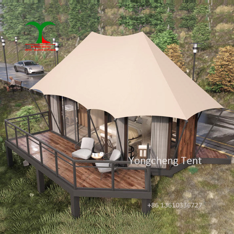 All Weather Outdoor Glamping Tents Four Season Safari Fabric Tents Hotel Style Modular Resort Tents Cabin