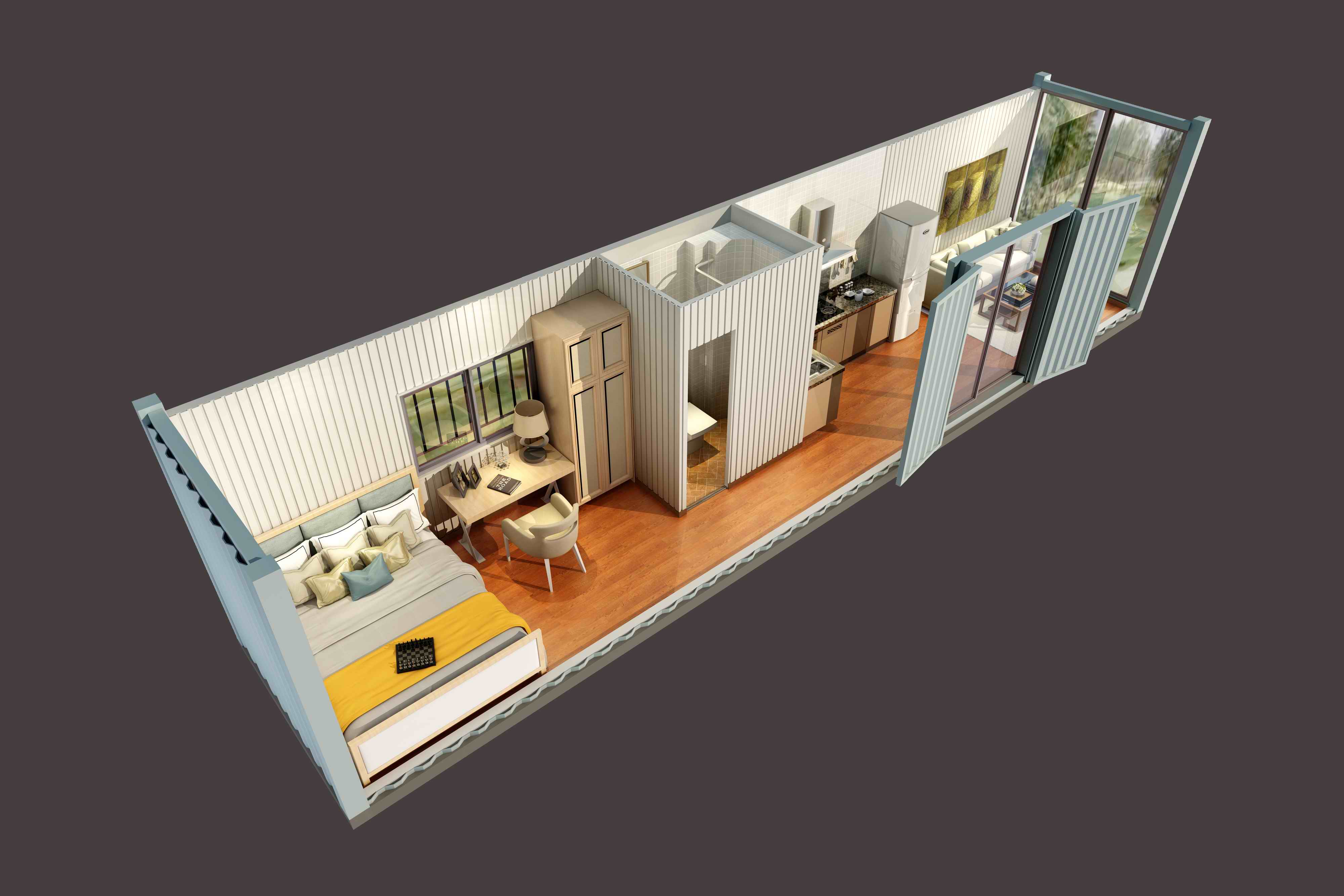 40 Feet Luxury Prefabricated Steel Modified Shipping Container House Two Three Four Bedrooms Foldable Breathable For Hotel Use