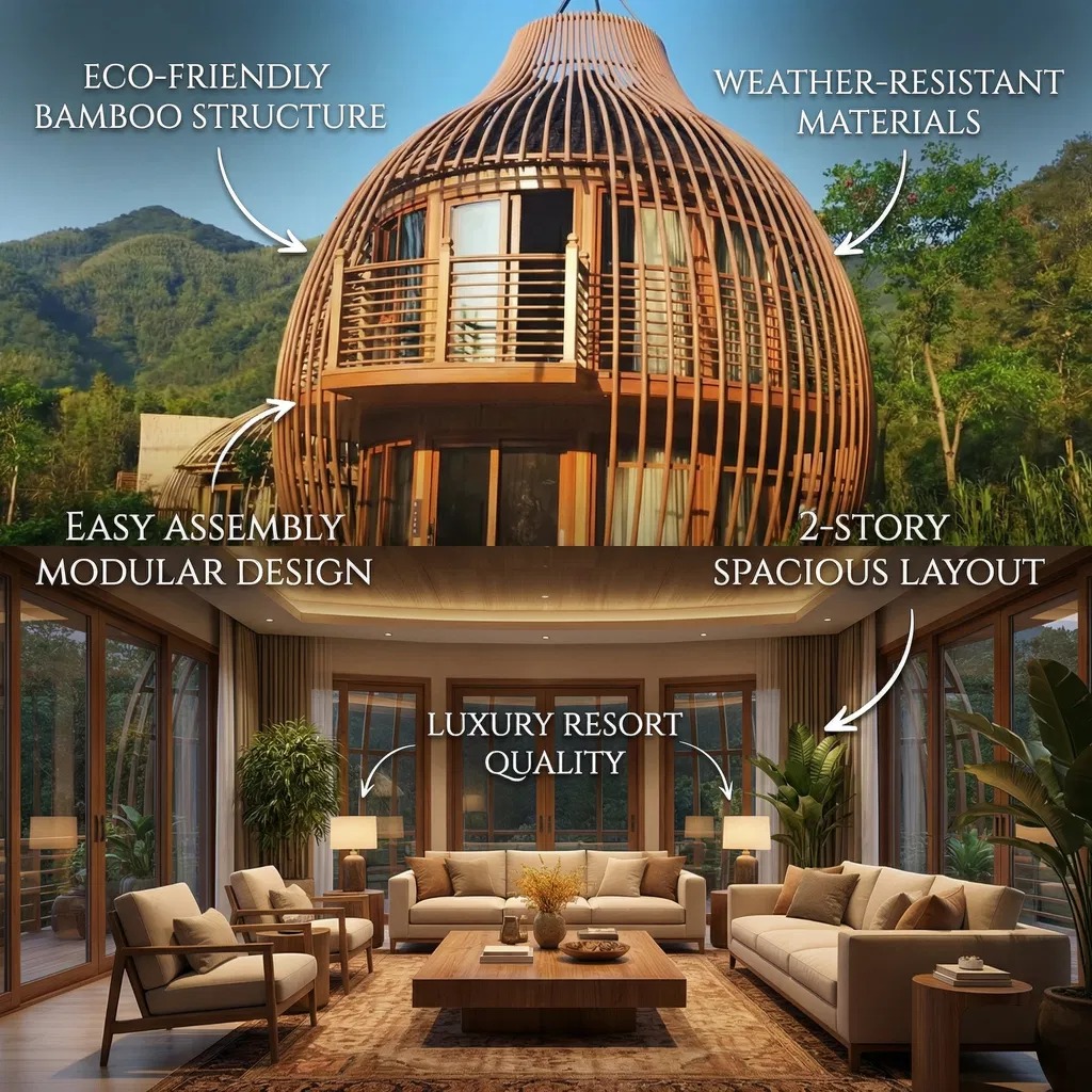 Quick Assembly Portable Round House Prefabricated Villa Prefab Modular Home for Island Resort Development Low Cost Prefab House