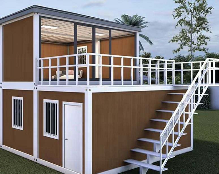Fast Assembled Luxury 2 Story Apartment Modular Flat Pack Container House With Kitchen Living Area And A Roof Terrace