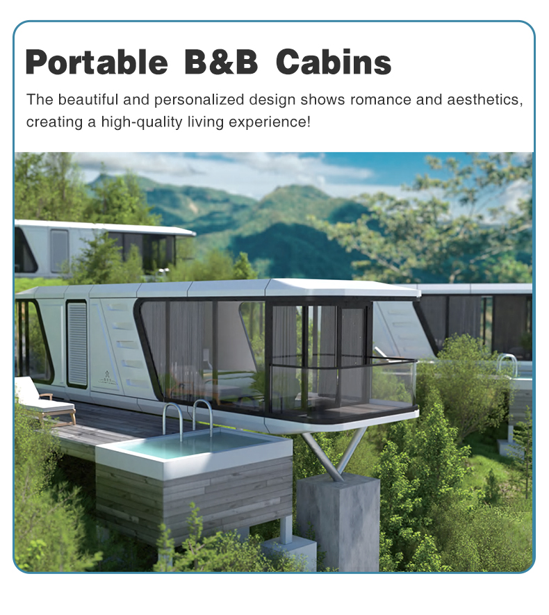 Luxury 40ft Anti-Corrosion Steel Modular Mobile Home Smart Voice Control Space Capsule House Office Living Room Kitchen Bedroom